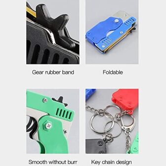 Mini Metal Rubber Band Gun, Foldable, 6 Shot with ... - Image 5