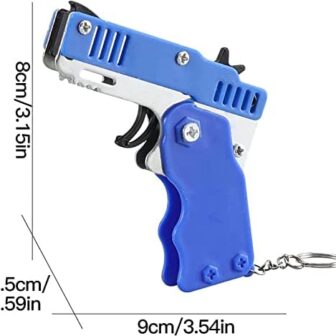 Mini Metal Rubber Band Gun, Foldable, 6 Shot with ... - Image 3