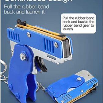 Mini Metal Rubber Band Gun, Foldable, 6 Shot with ... - Image 4