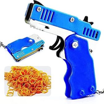 Mini Metal Rubber Band Gun, Foldable, 6 Shot with ... - Image 2