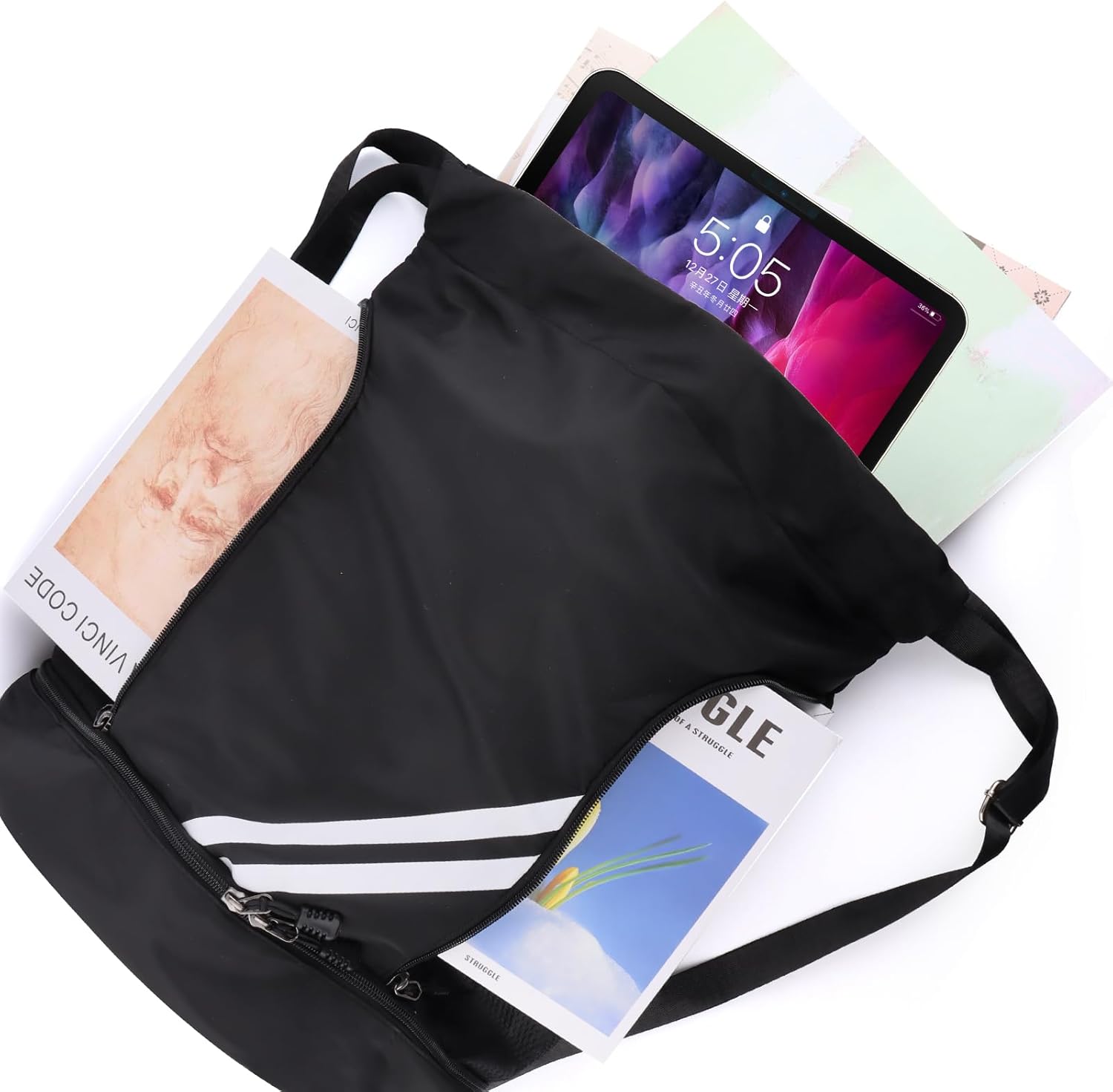 Gym Bag with Drawstring, Waterproof Sports Bag wit... - Afbeelding 6