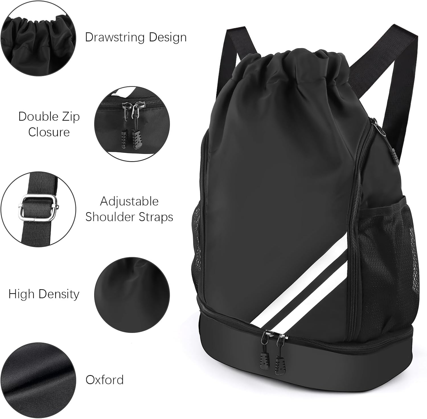 Gym Bag with Drawstring, Waterproof Sports Bag wit... - Afbeelding 5