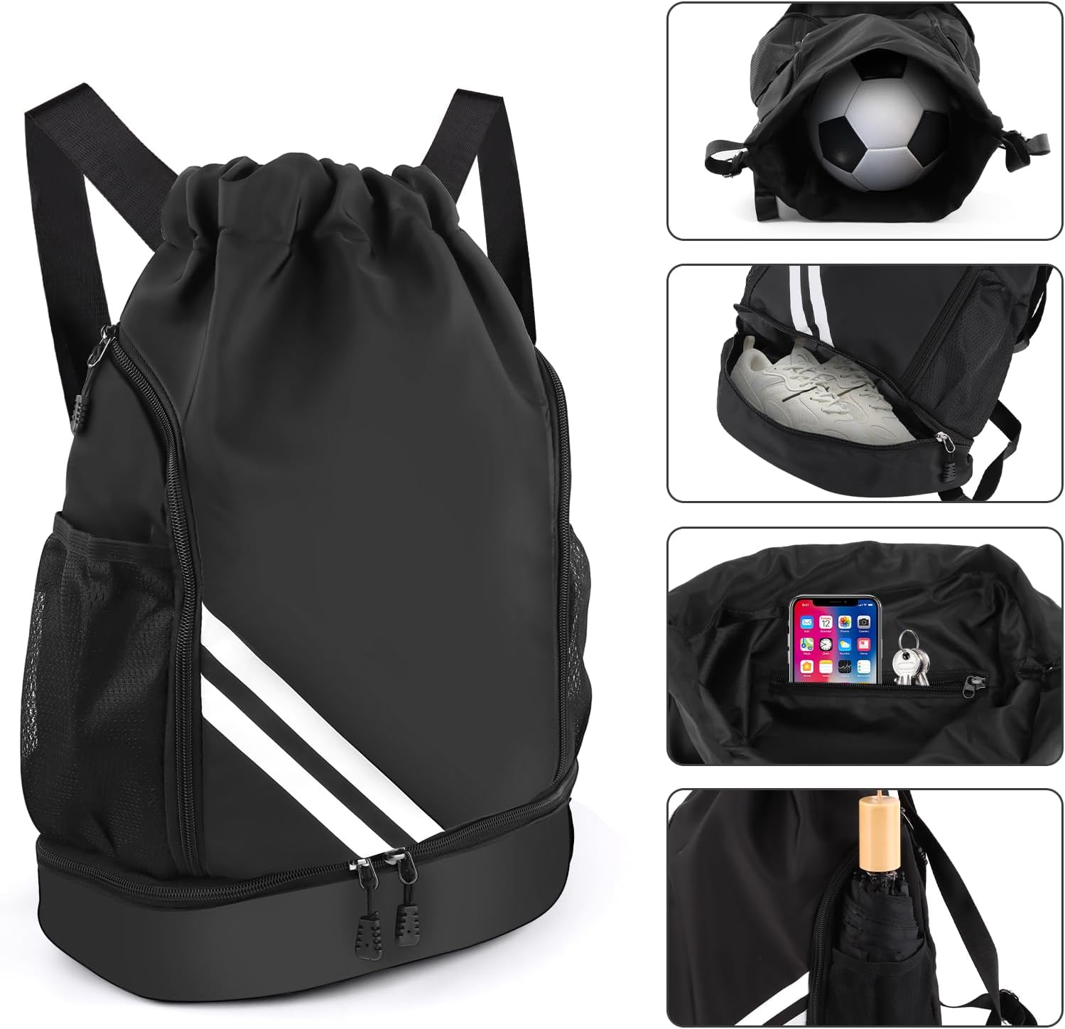 Gym Bag with Drawstring, Waterproof Sports Bag wit... - Afbeelding 4