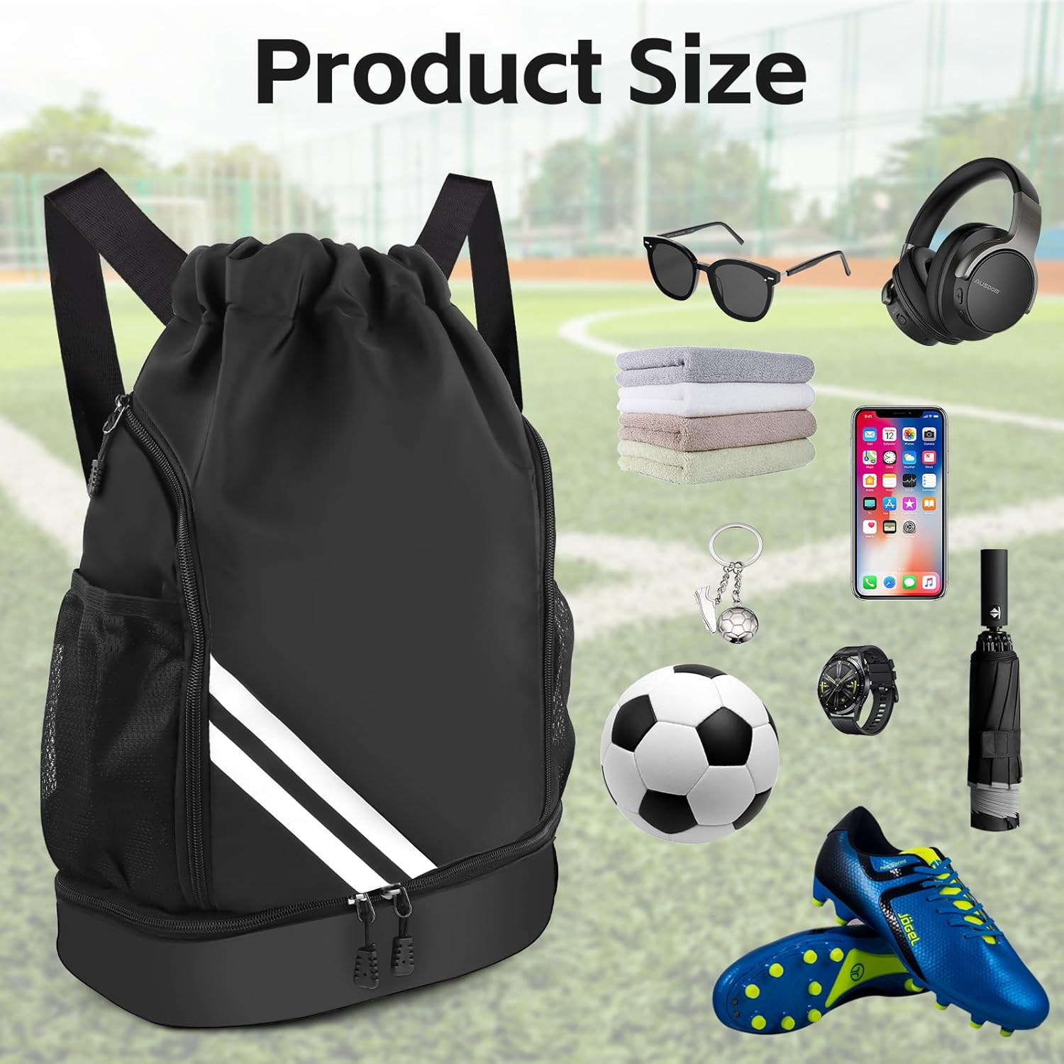 Gym Bag with Drawstring, Waterproof Sports Bag wit... - Afbeelding 3