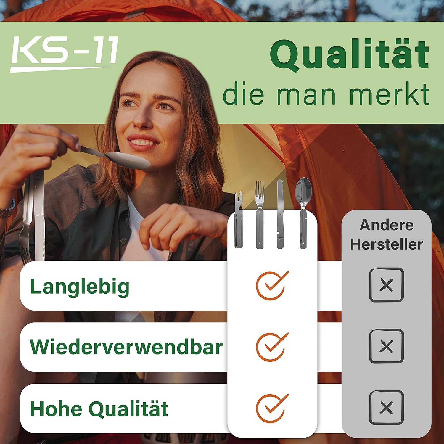 Classic German Army Stainless Steel Cutlery Set 4-... - Afbeelding 10