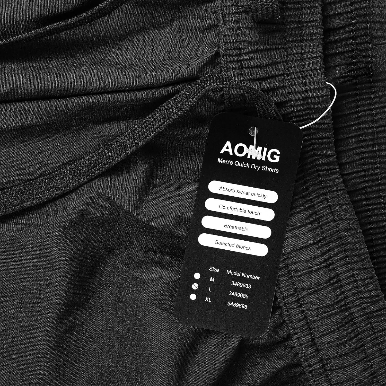 Aomig Men's Shorts, Black Short Sports Trousers, M... - Afbeelding 8