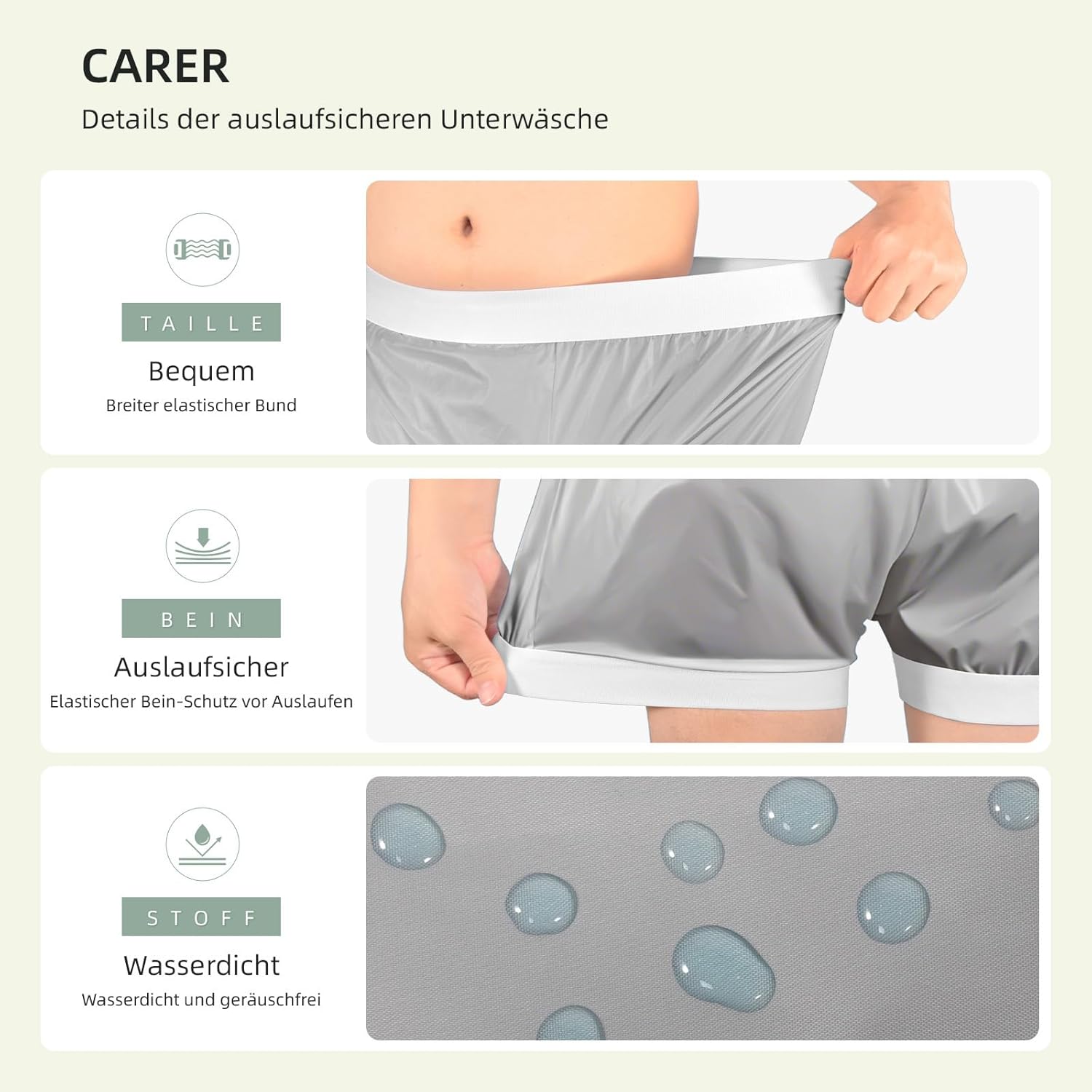 Carer Pack of 2 Incontinence Leak-proof Underwear ... - Afbeelding 3
