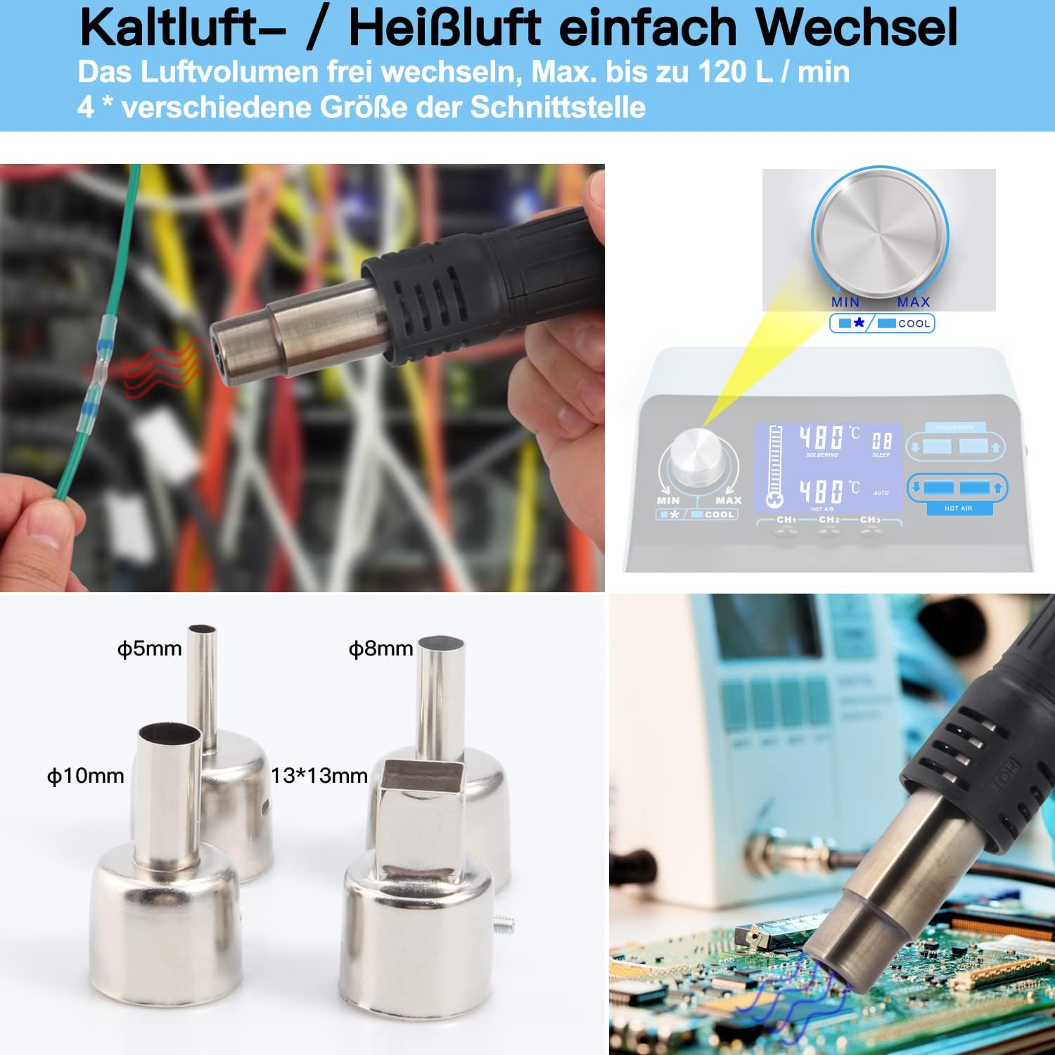 Soldering Station, Preciva Hot Air Soldering Stati... - Afbeelding 6
