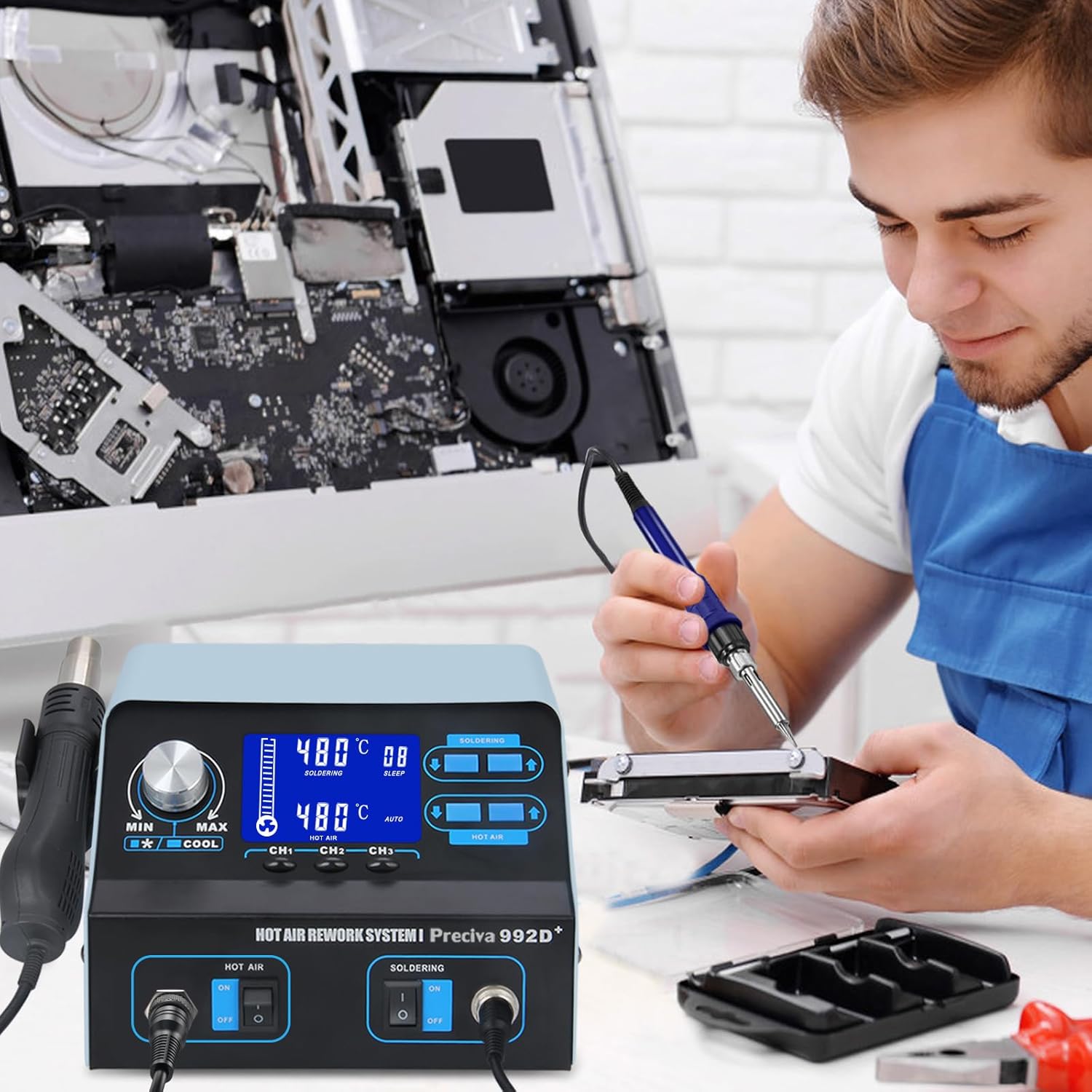 Soldering Station, Preciva Hot Air Soldering Stati... - Afbeelding 8