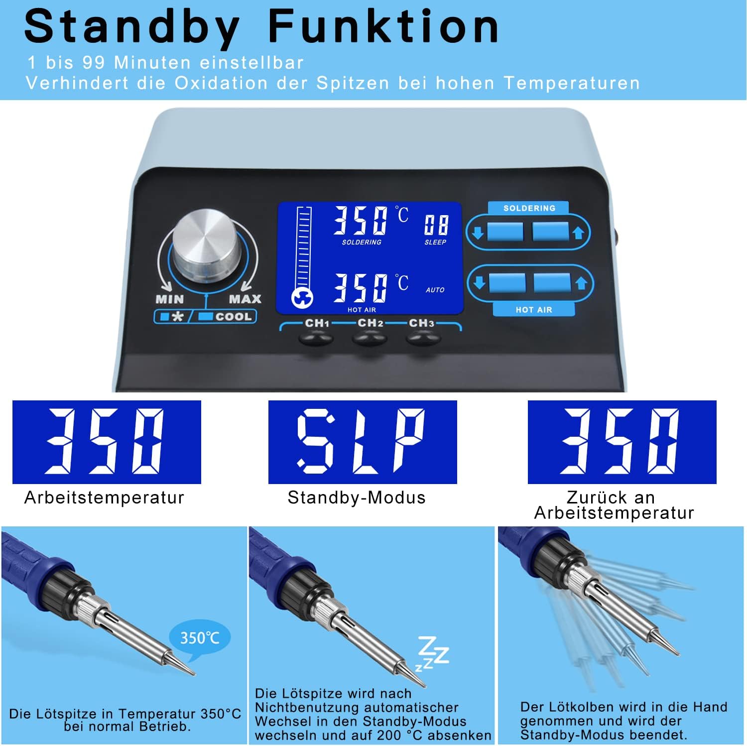 Soldering Station, Preciva Hot Air Soldering Stati... - Afbeelding 5