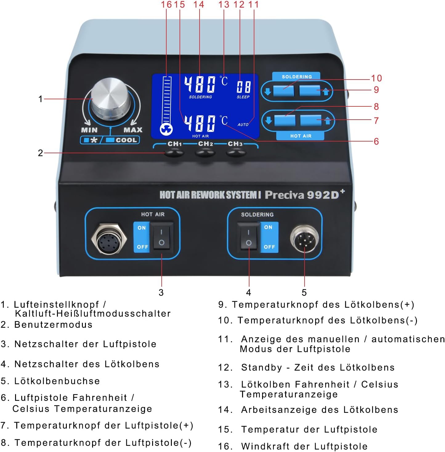 Soldering Station, Preciva Hot Air Soldering Stati... - Afbeelding 3