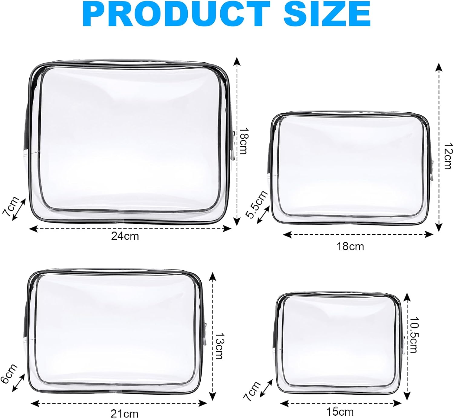 Aucuu Toiletry Bag Transparent 4 Pieces Cosmetic B... - Afbeelding 3