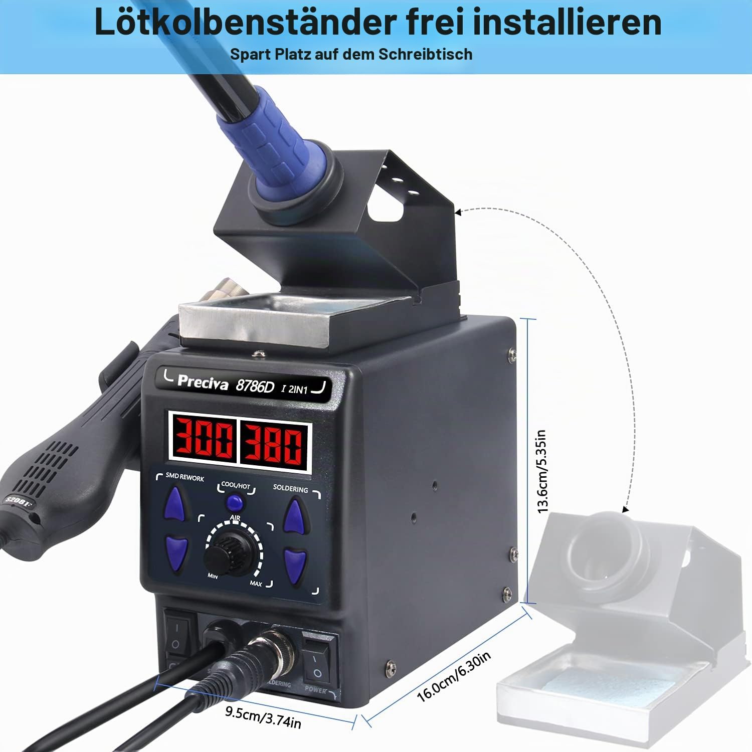 Preciva 8786D Hot Air Soldering Station with LED D... - Afbeelding 6