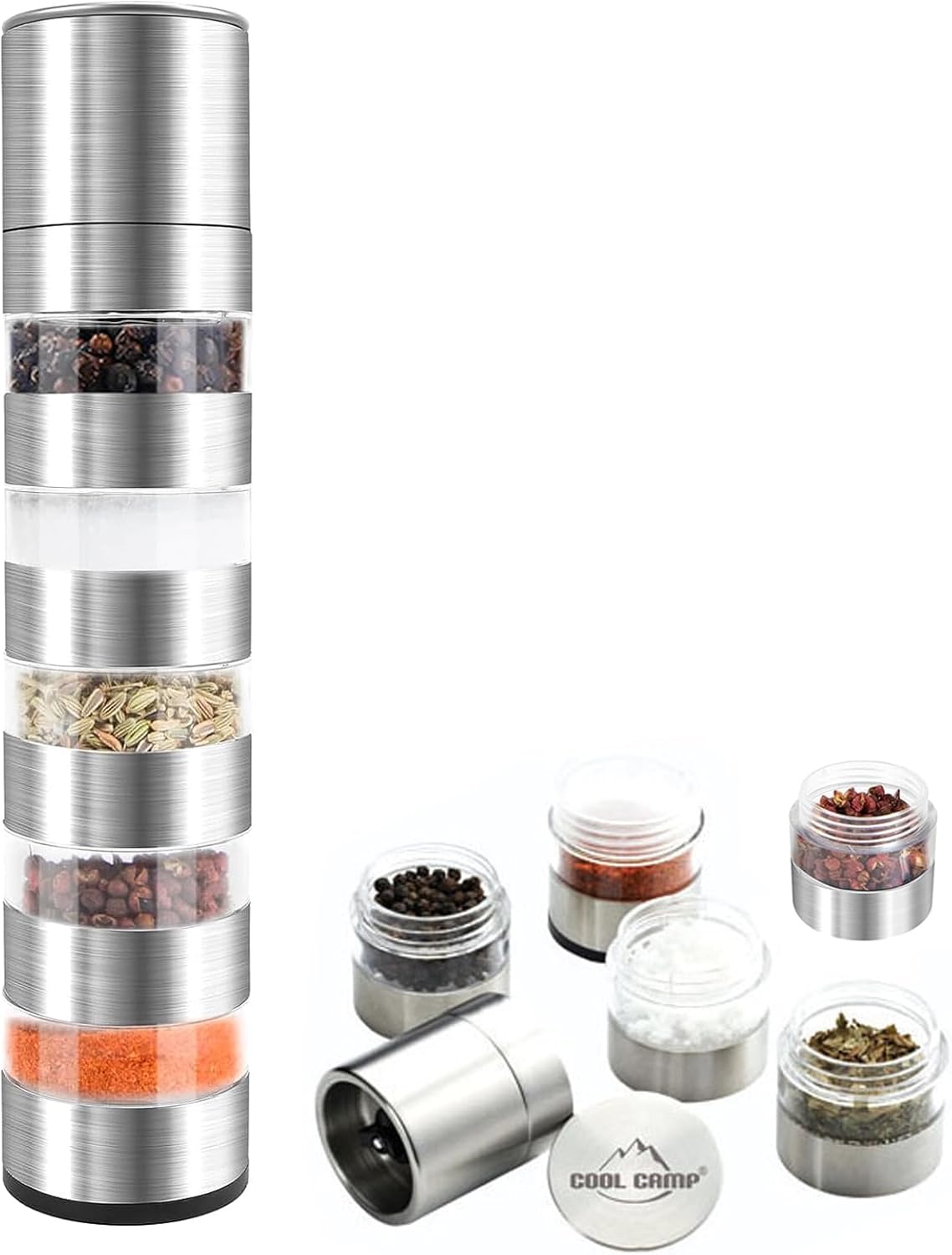 5 in 1 Spice Shaker, Mini Spice Jars Set with Lid,... - Afbeelding 2