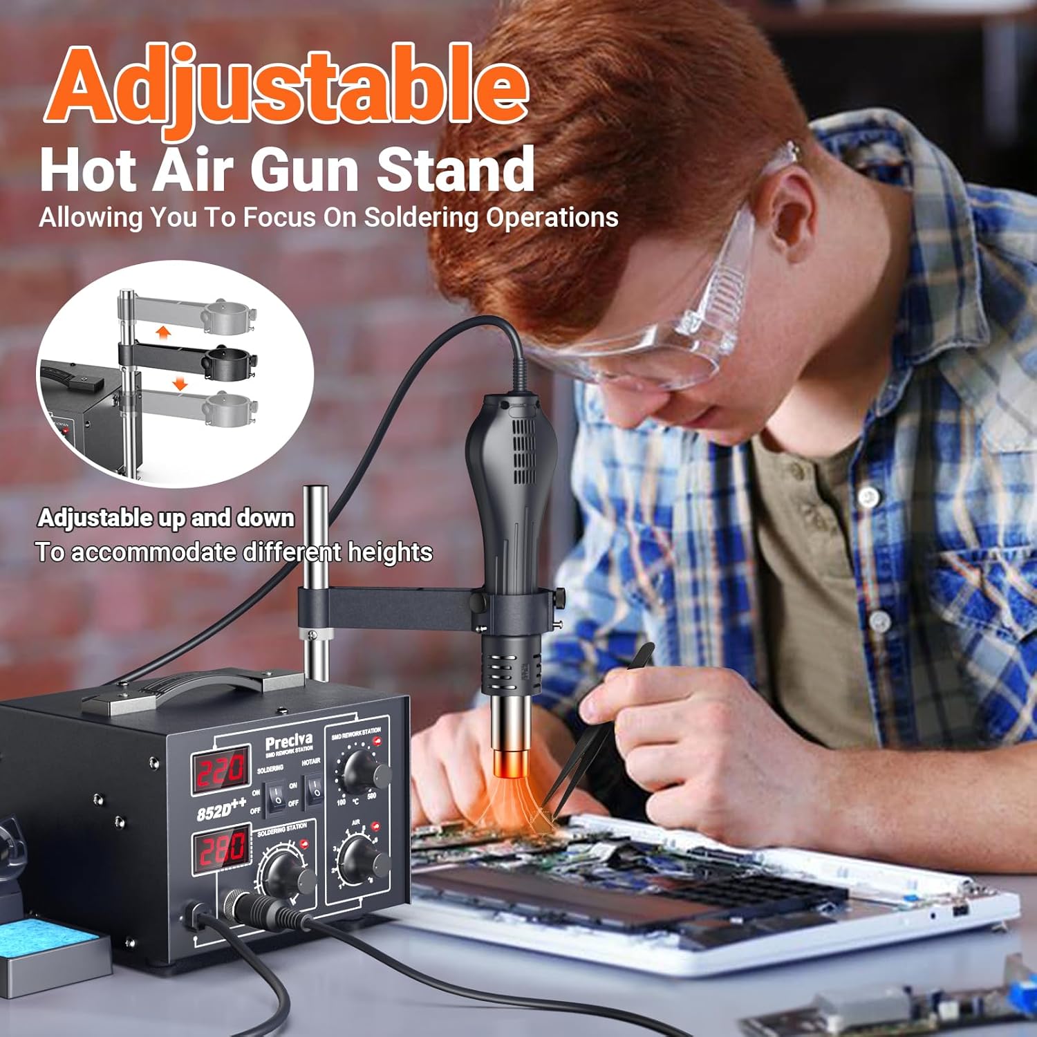 Hot Air Soldering Station, Preciva 852D++ Digital ... - Afbeelding 6