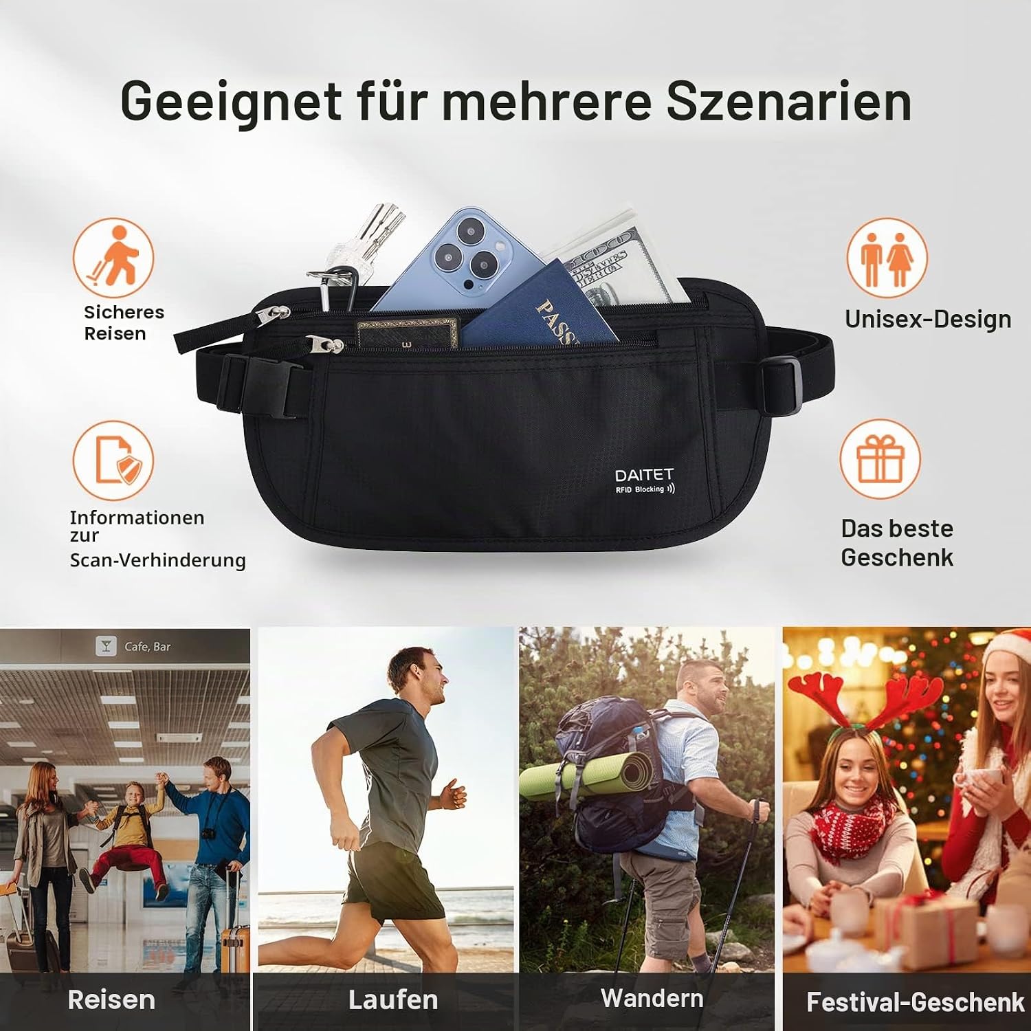 Money Belt for Men and Women, The Bum Bag for Trav... - Afbeelding 6