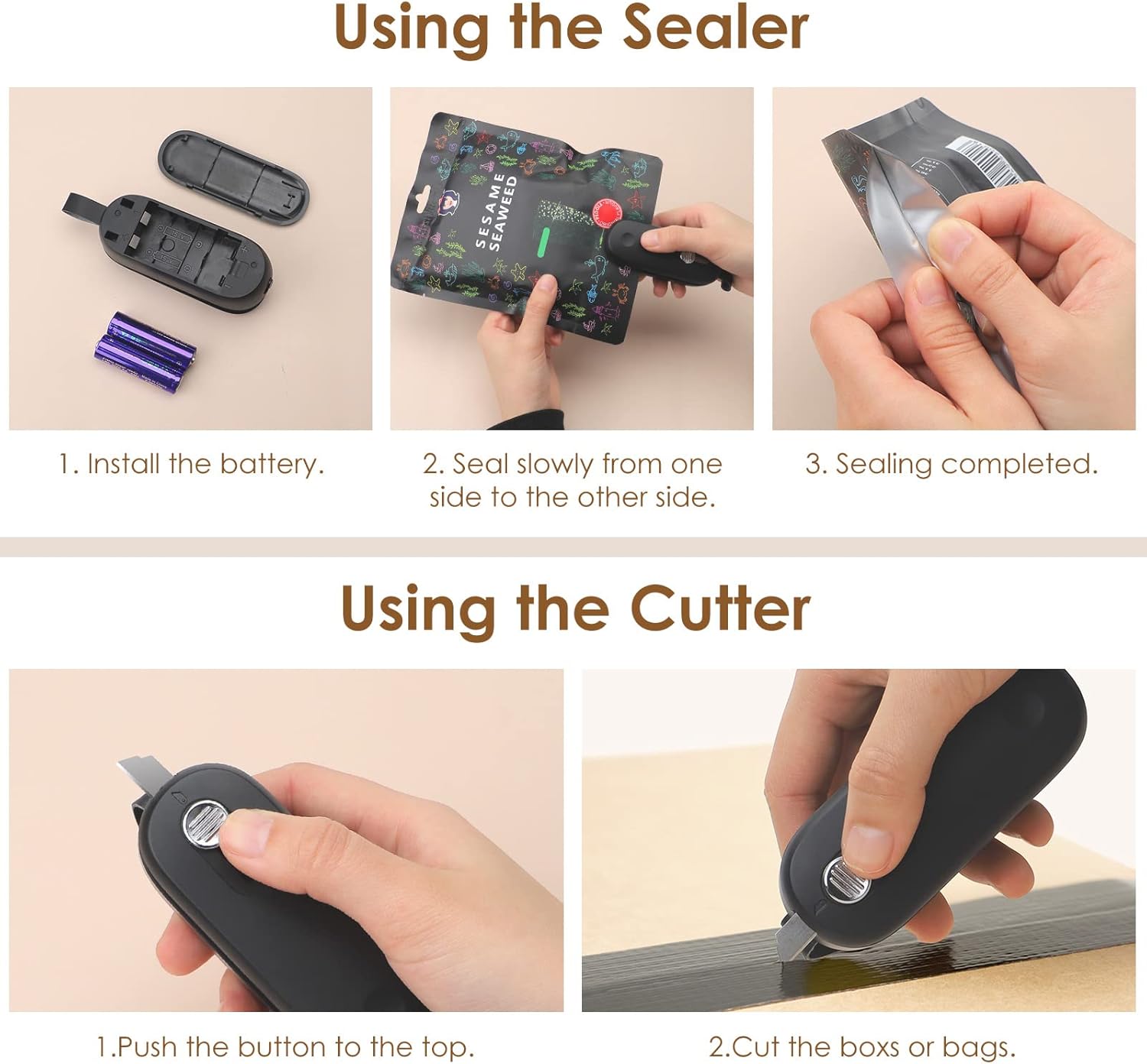 ODSD Mini Film Sealer 2-in-1 Bag Sealer with Cutte... - Afbeelding 5