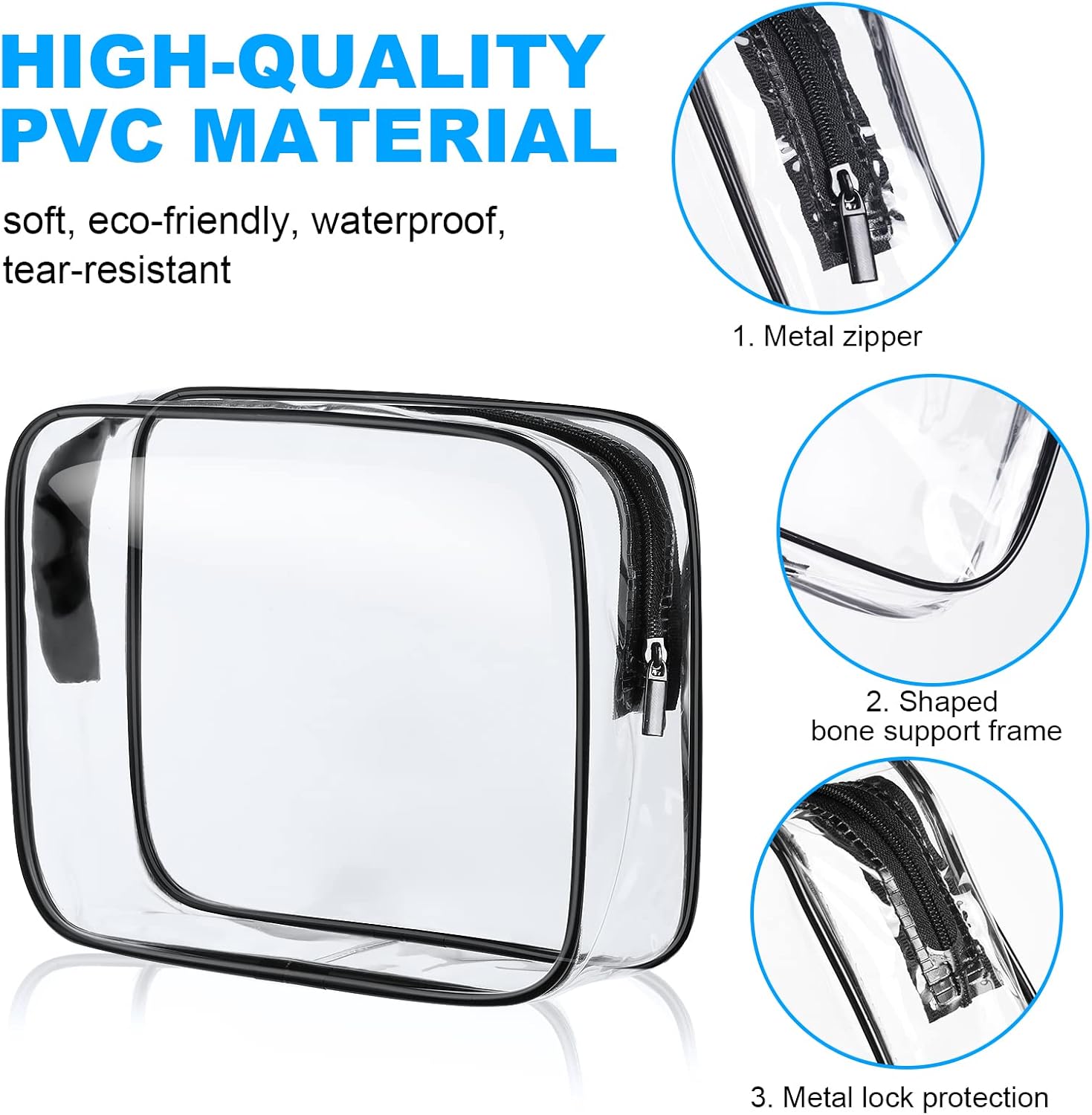Aucuu Toiletry Bag Transparent 4 Pieces Cosmetic B... - Afbeelding 4