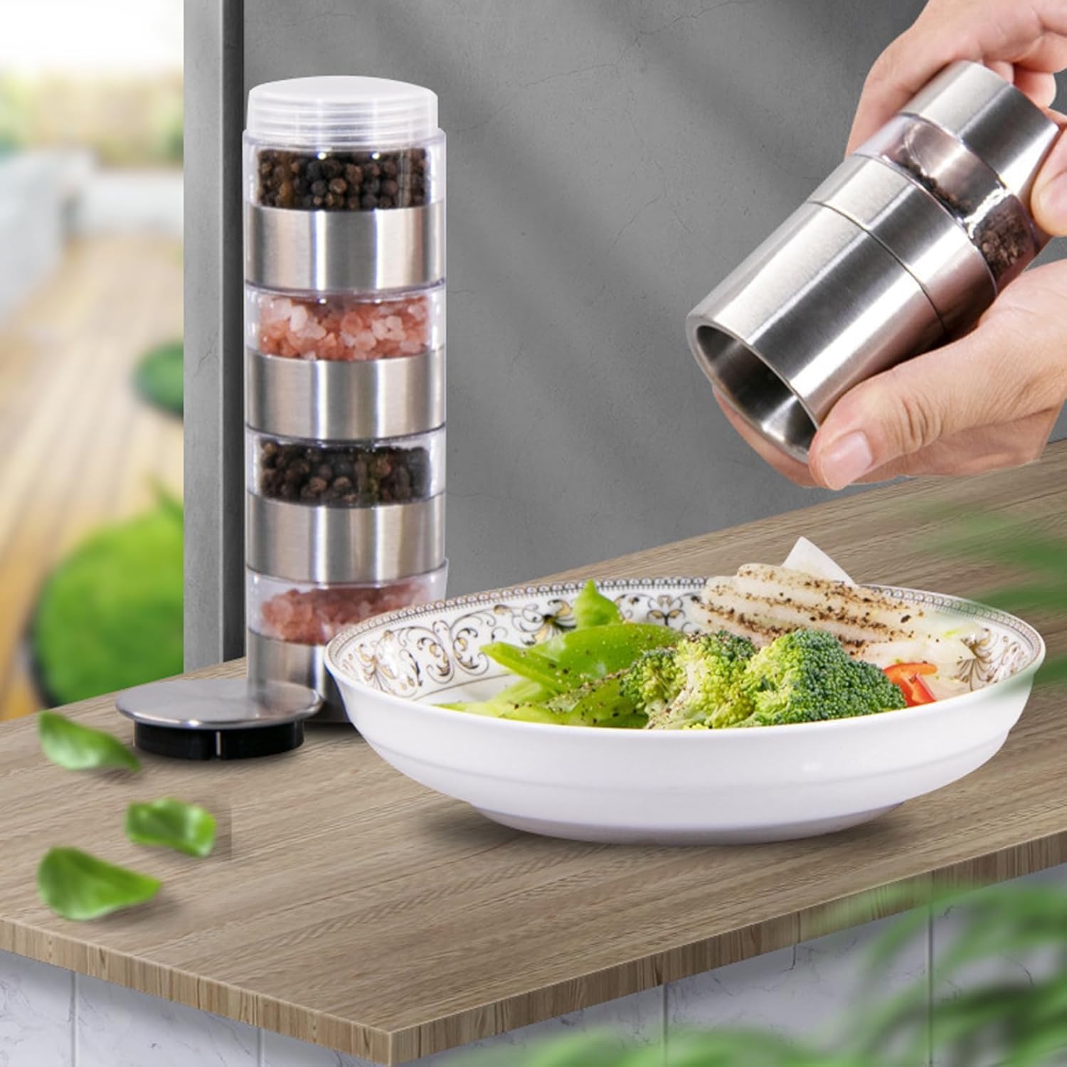 5 in 1 Spice Shaker, Mini Spice Jars Set with Lid,... - Afbeelding 7
