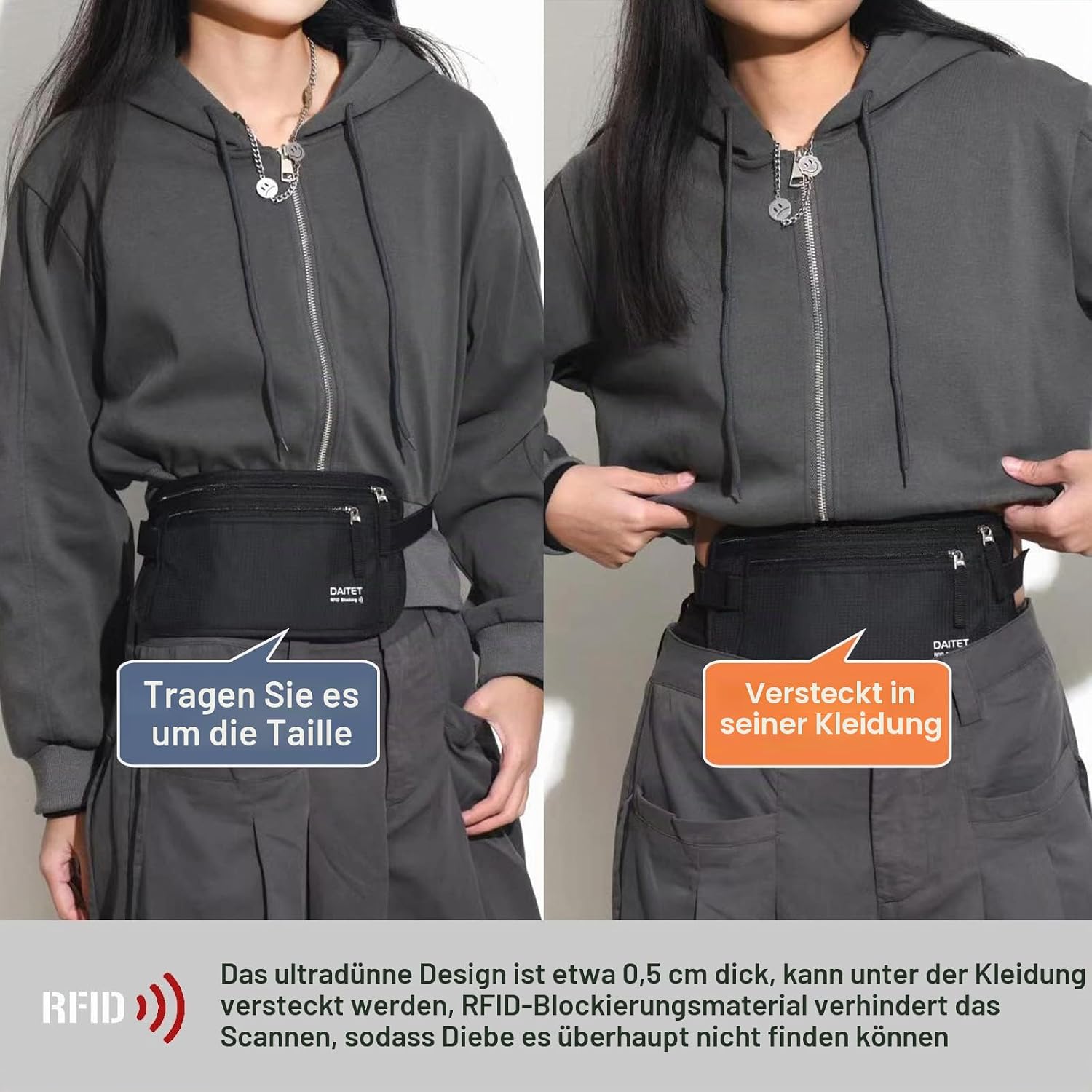 Money Belt for Men and Women, The Bum Bag for Trav... - Afbeelding 3