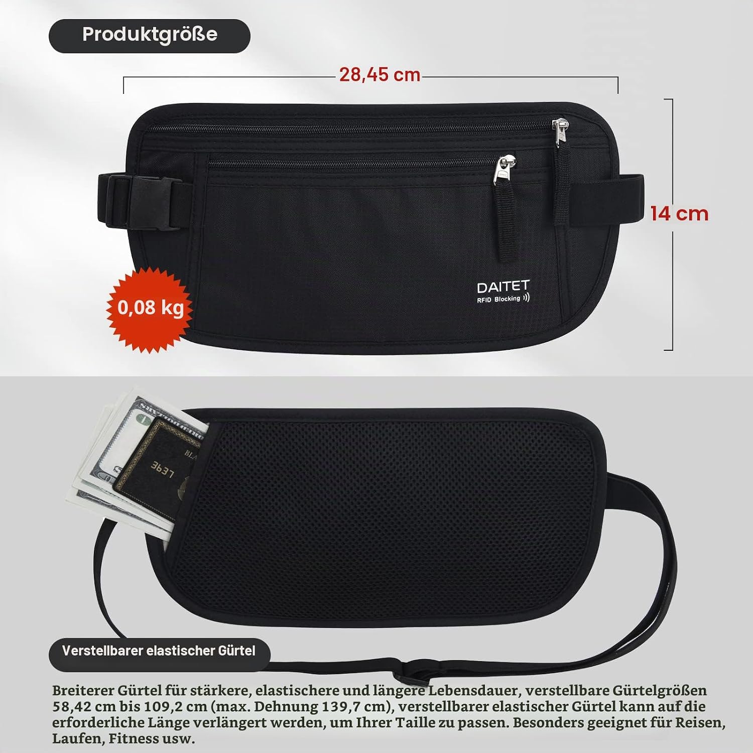 Money Belt for Men and Women, The Bum Bag for Trav... - Afbeelding 5