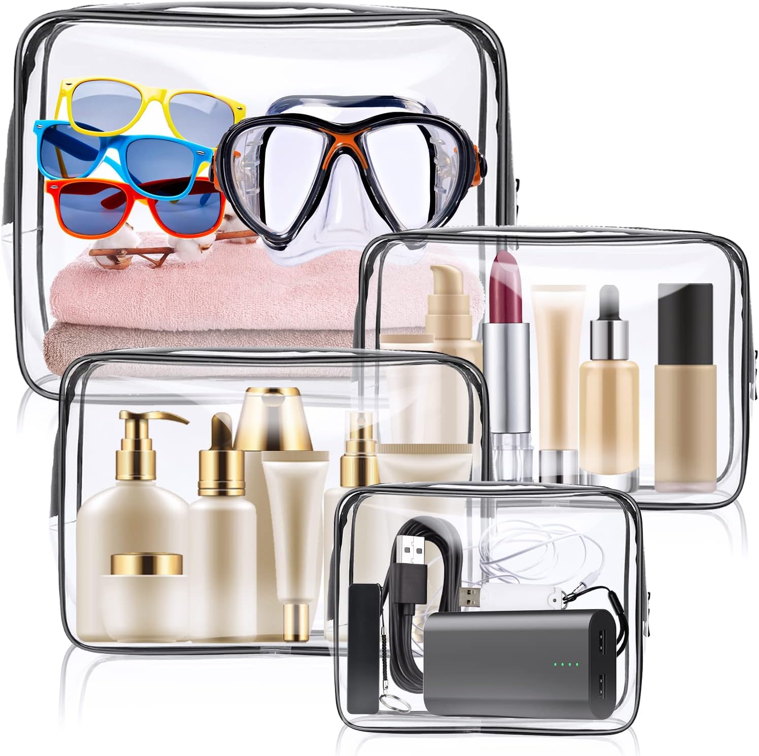 Aucuu Toiletry Bag Transparent 4 Pieces Cosmetic B... - Afbeelding 9
