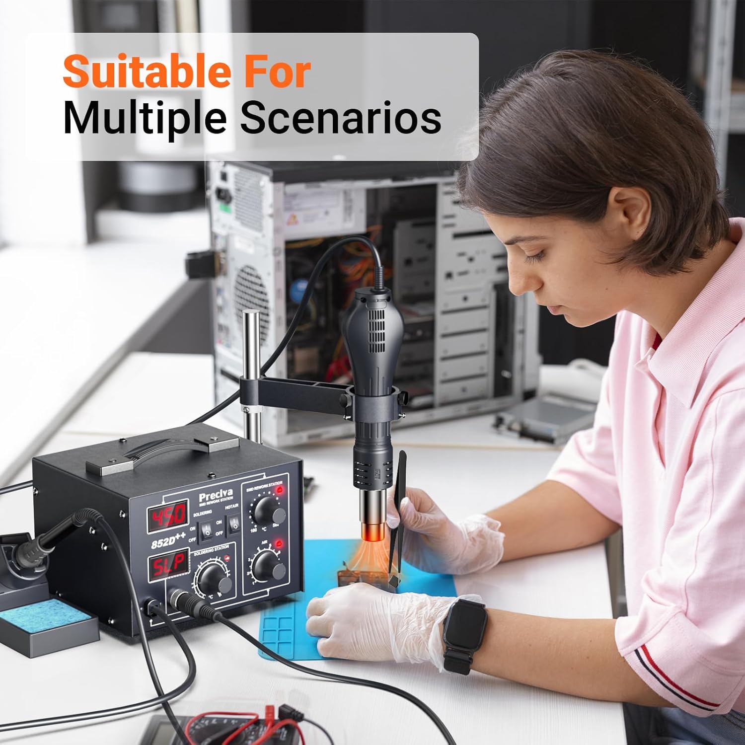 Hot Air Soldering Station, Preciva 852D++ Digital ... - Afbeelding 9