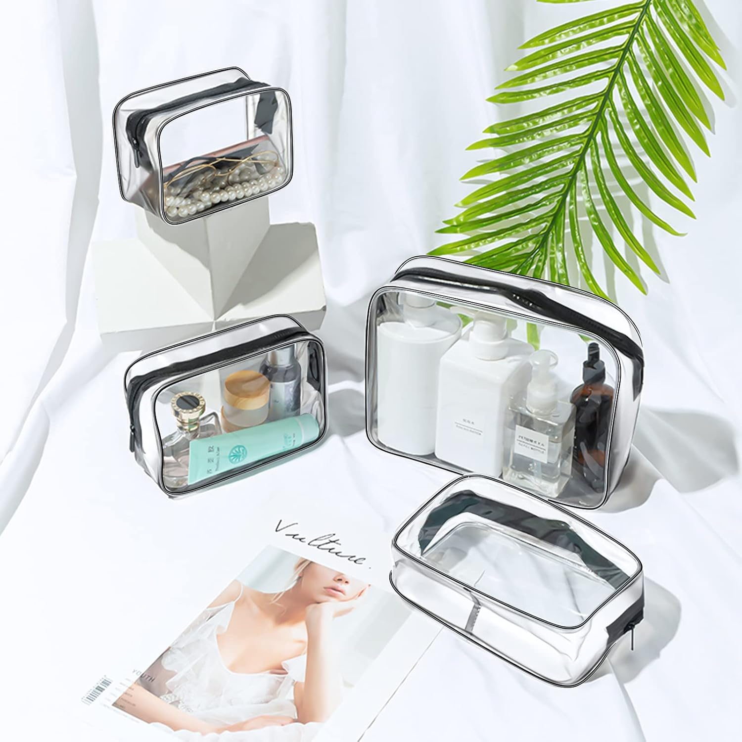 Aucuu Toiletry Bag Transparent 4 Pieces Cosmetic B... - Afbeelding 7