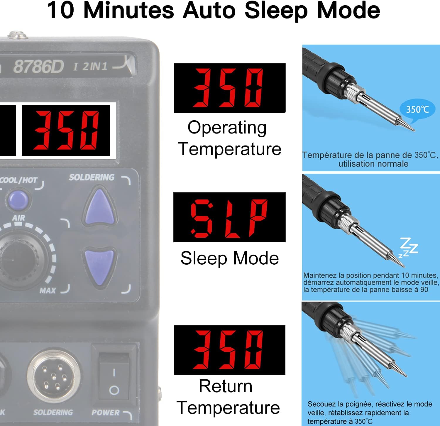 Preciva 8786D Hot Air Soldering Station with LED D... - Afbeelding 4