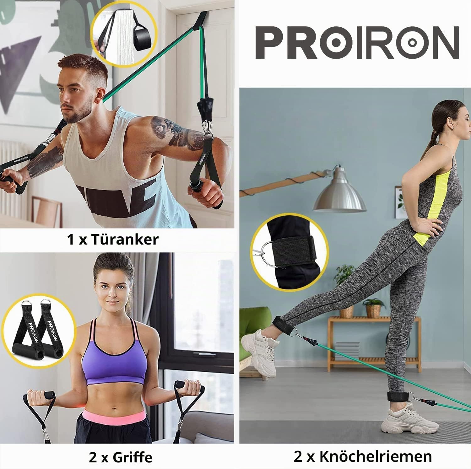 Proiron Resistance Bands Set with Expander Tubes, ... - Afbeelding 5