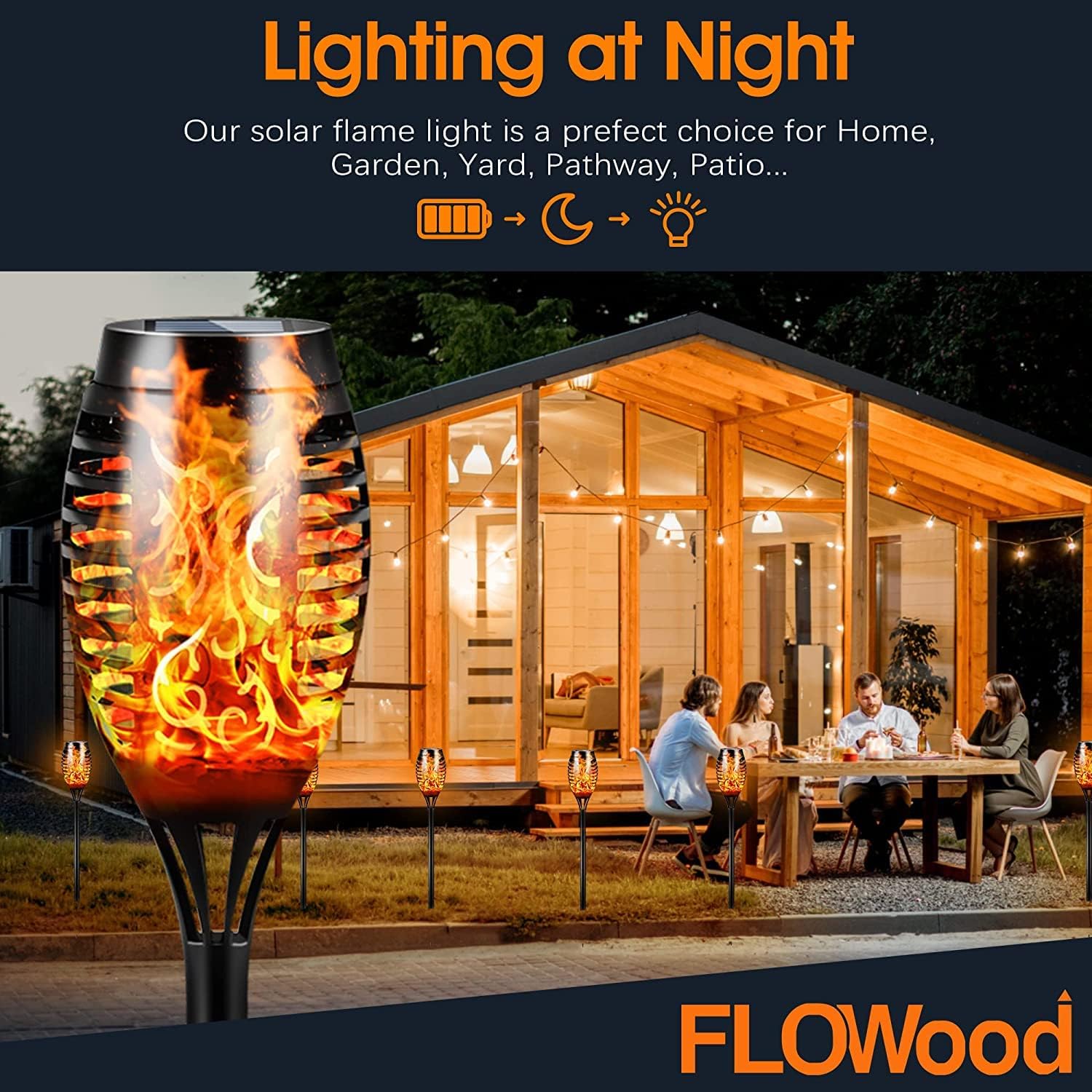 FLOWood Solar Lights for Outdoor Garden, Pack of 6... - Afbeelding 6