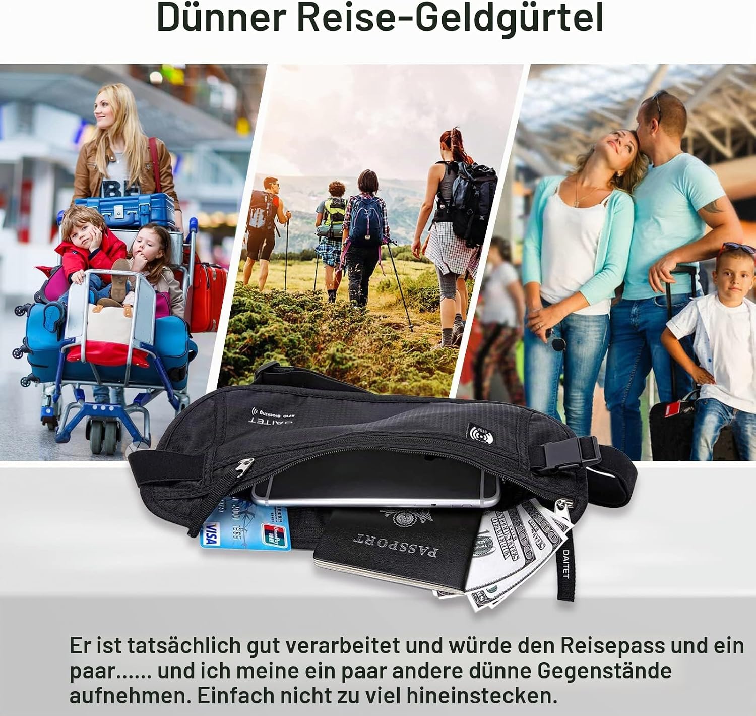 Money Belt for Men and Women, The Bum Bag for Trav... - Afbeelding 8
