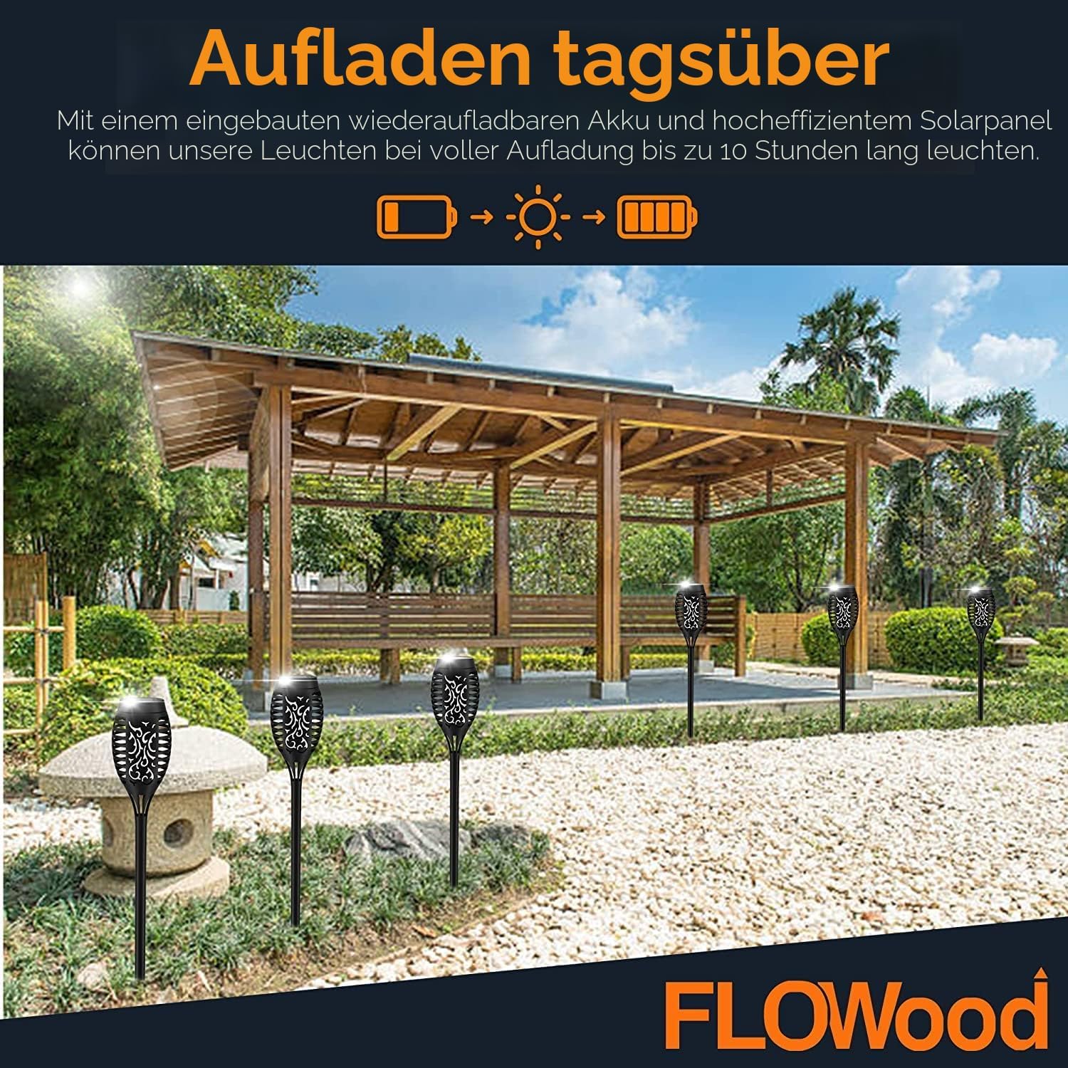 FLOWood Solar Lights for Outdoor Garden, Pack of 6... - Afbeelding 5