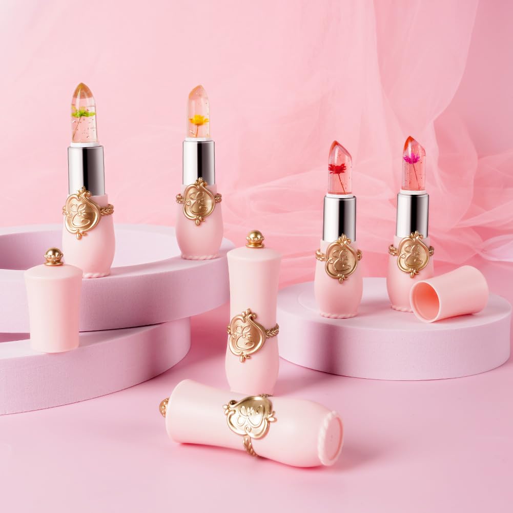 LOPHE Flower Jelly Lipstick Set, 6 Pieces Magic Te... - Afbeelding 9