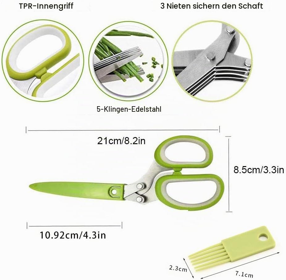 Three Piece Kitchen Herb Scissors Stainless Steel ... - Afbeelding 7