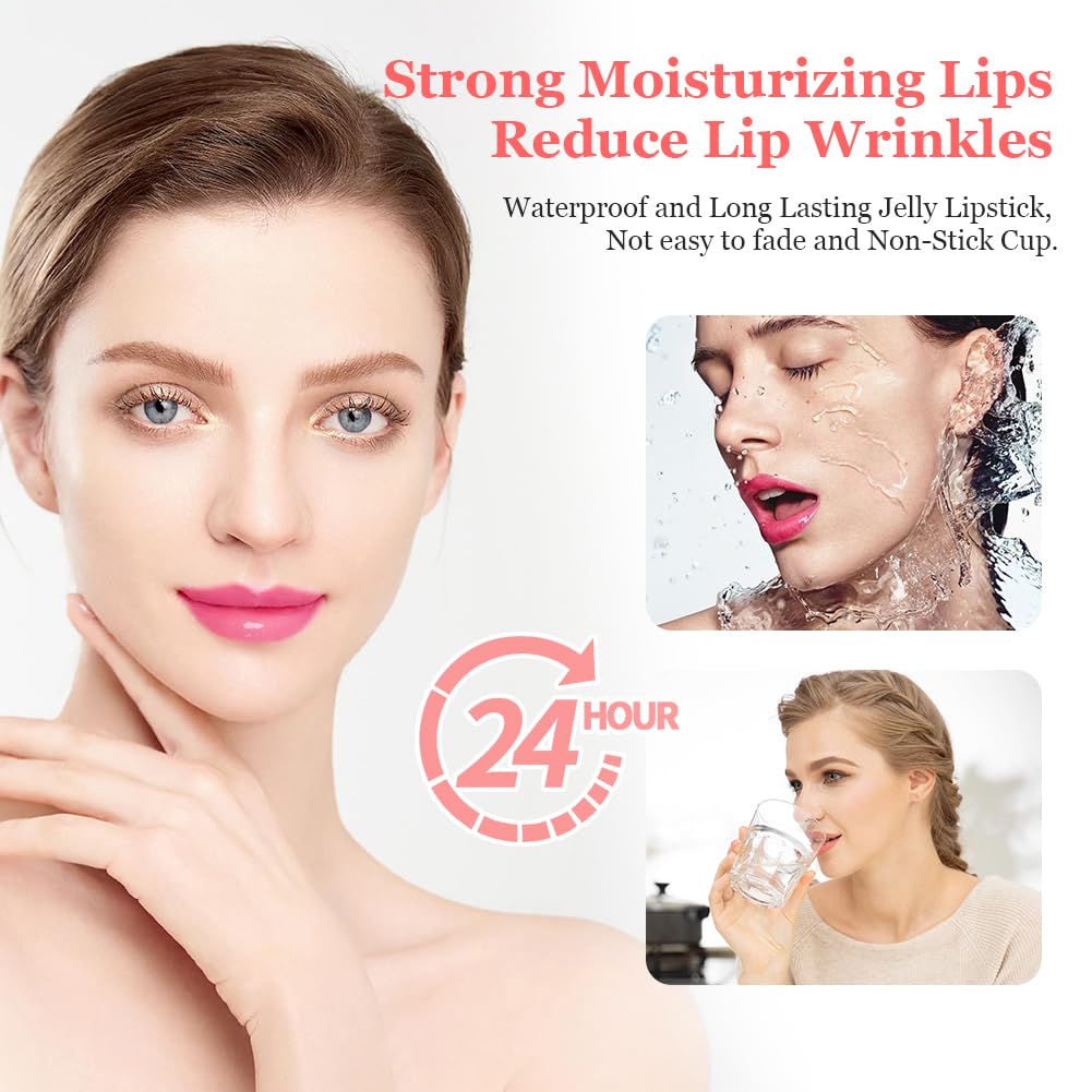 LOPHE Flower Jelly Lipstick Set, 6 Pieces Magic Te... - Afbeelding 4