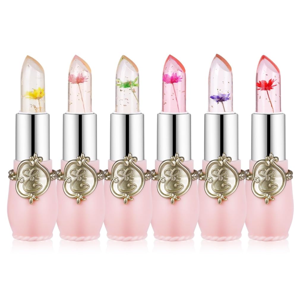 LOPHE Flower Jelly Lipstick Set, 6 Pieces Magic Te... - Afbeelding 2