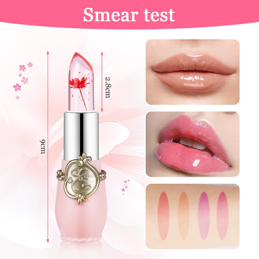 LOPHE Flower Jelly Lipstick Set, 6 Pieces Magic Te... - Afbeelding 3