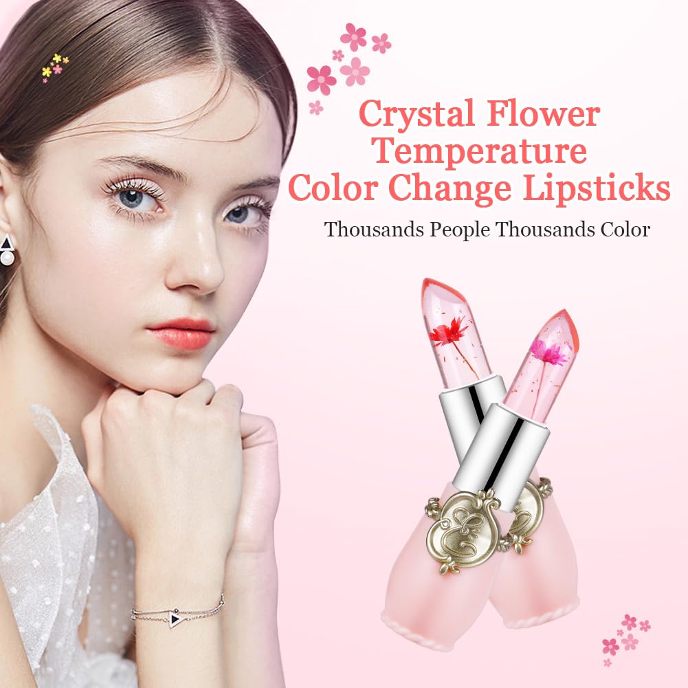 LOPHE Flower Jelly Lipstick Set, 6 Pieces Magic Te... - Afbeelding 8