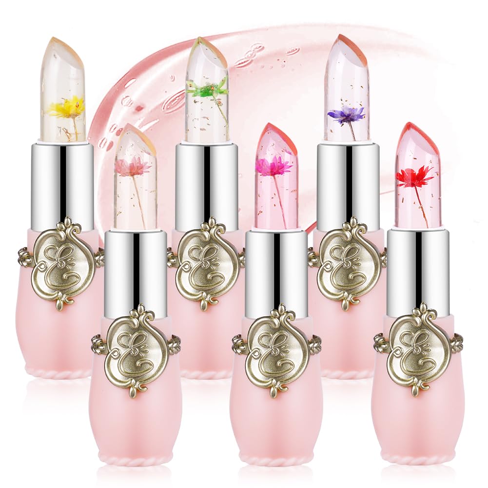 LOPHE Flower Jelly Lipstick Set, 6 Pieces Magic Te... - Afbeelding 10