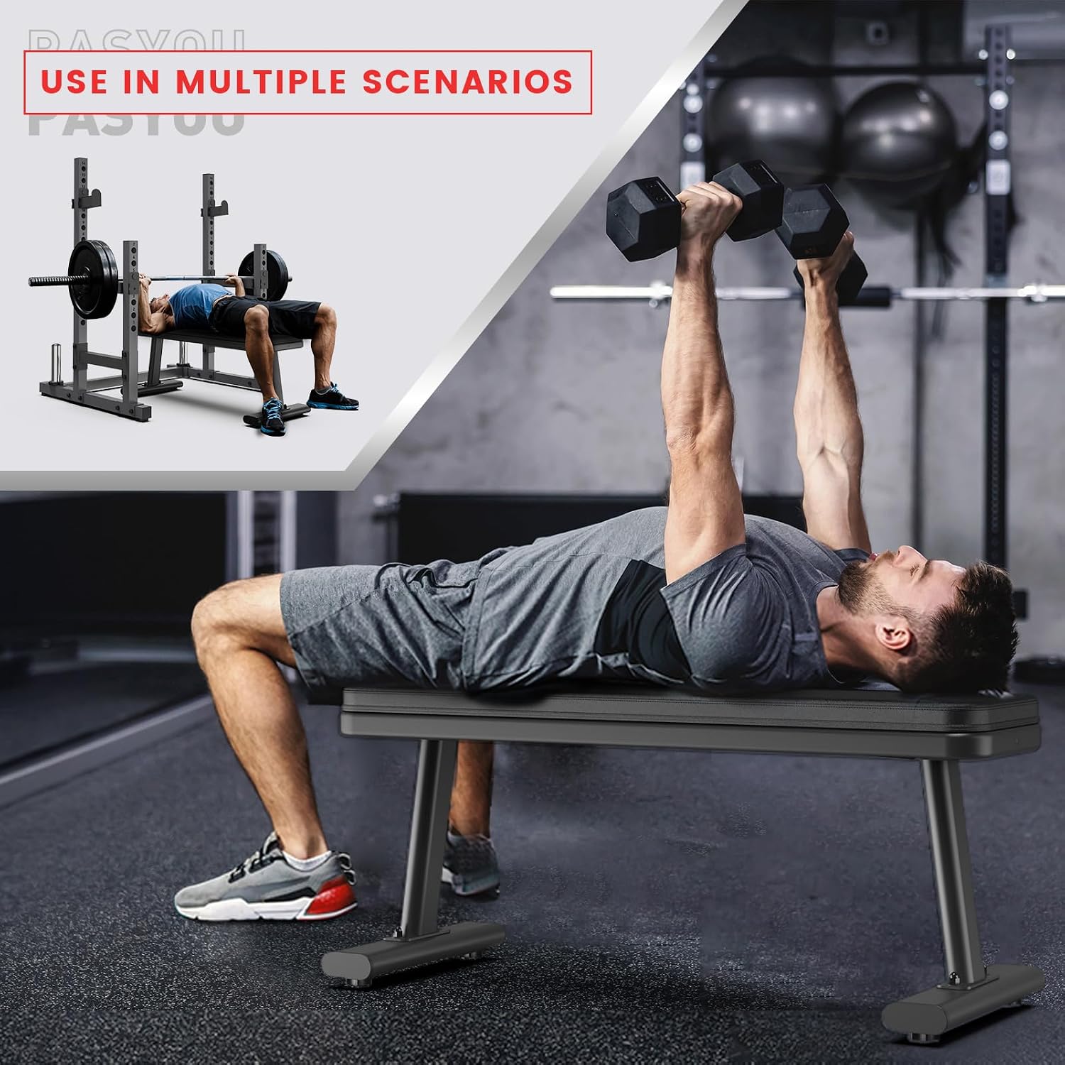 PASYOU PW100 Weight Bench, Flat Bench, Extreme Loa... - Afbeelding 7