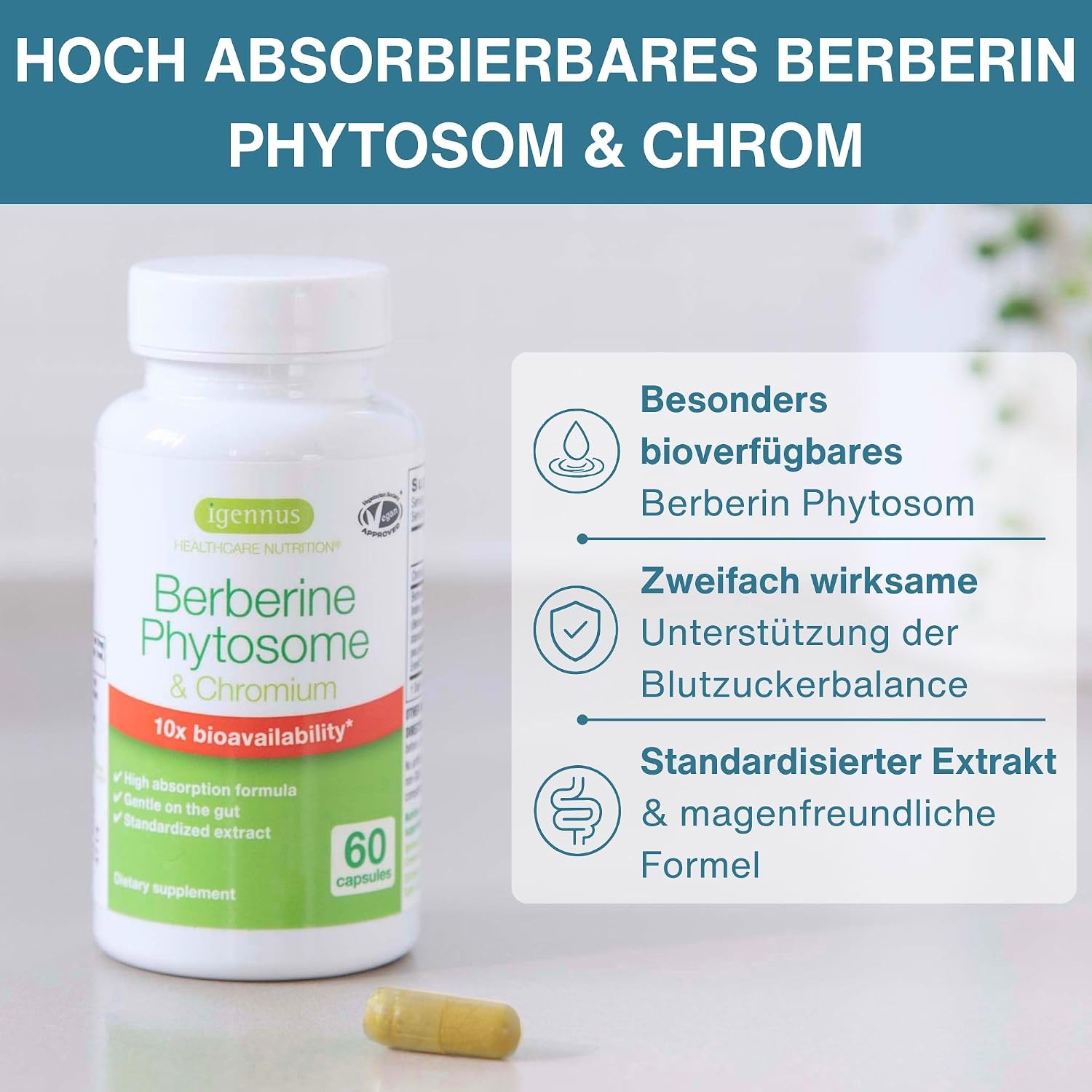 Igennus Advanced Berberine Phytosome 550mg & Chrom... - Afbeelding 3