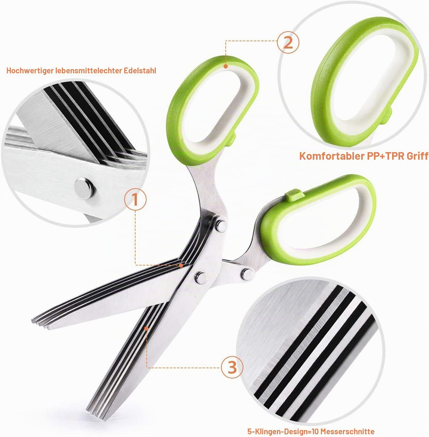 Three Piece Kitchen Herb Scissors Stainless Steel ... - Afbeelding 5
