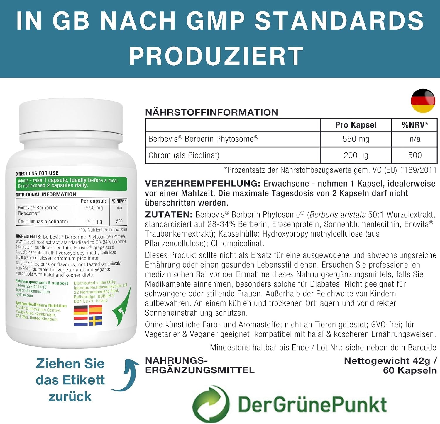 Igennus Advanced Berberine Phytosome 550mg & Chrom... - Afbeelding 7