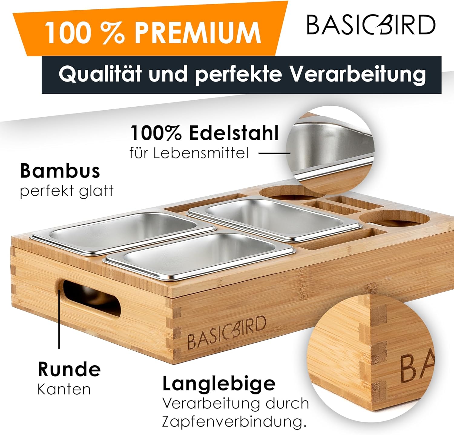 BASICBIRD Couch Bar Snack Box with 3 x Snack Bowls... - Afbeelding 6