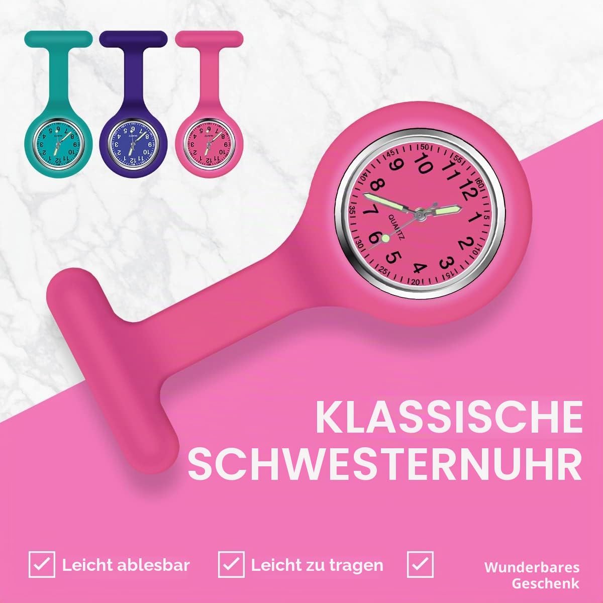 Vicloon Nurse Watches, 3 Pieces Nurse Watches with... - Afbeelding 5