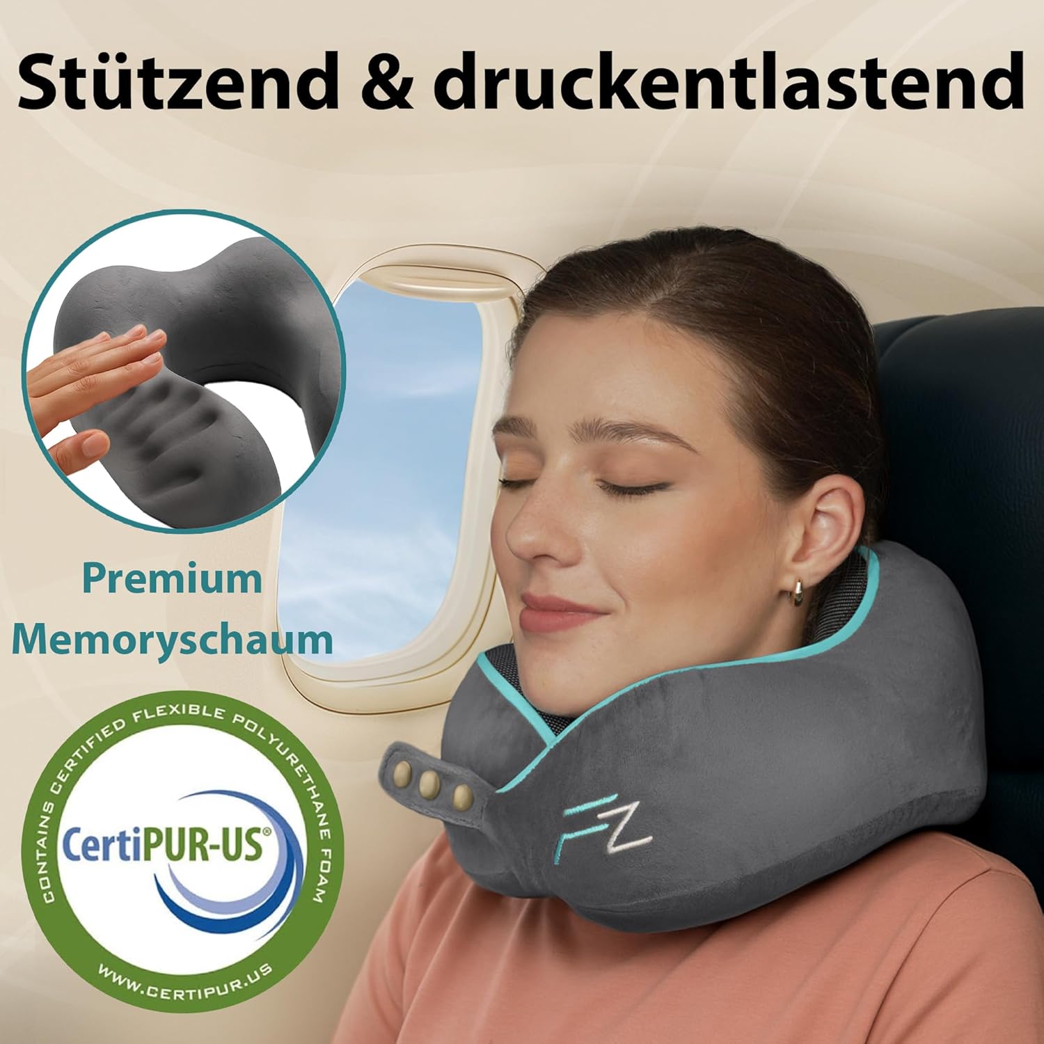 FLOWZOOM® Comfy Neck Cushion Airplane & Car Travel... - Afbeelding 8
