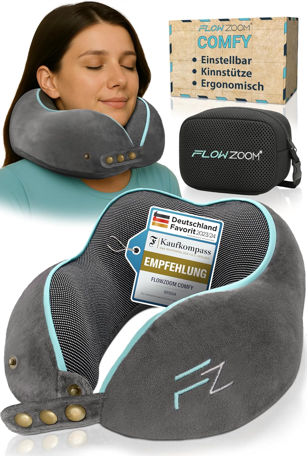 FLOWZOOM® Comfy Neck Cushion Airplane & Car Travel... - Afbeelding 2